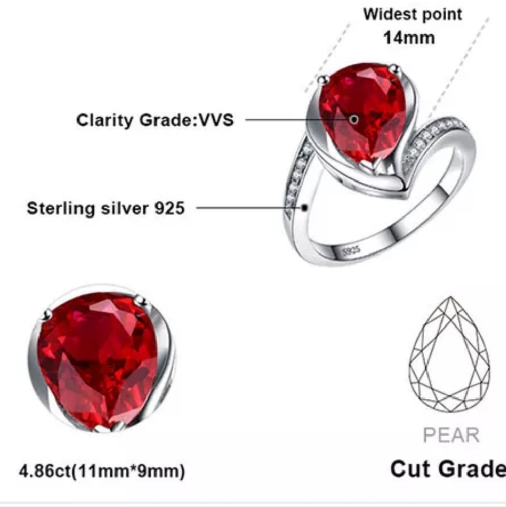 Ruby925 solid sterling silv - Picture 4 of 4